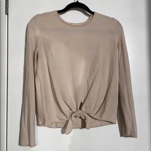 Cream colored sweater with tie in front - aritzia